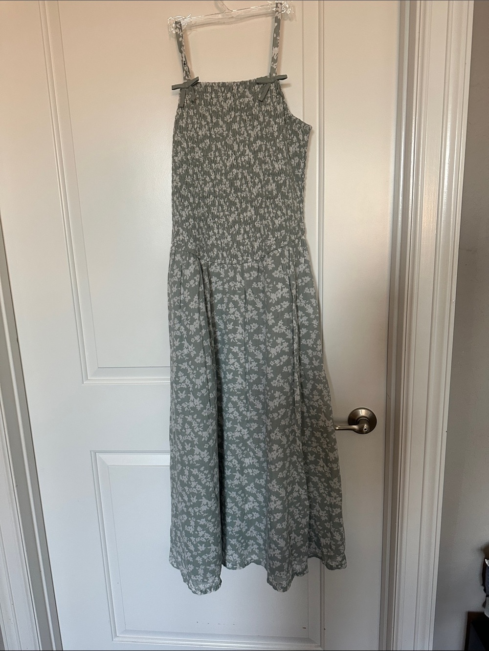abercrombie kids sage green floral smocked sundress